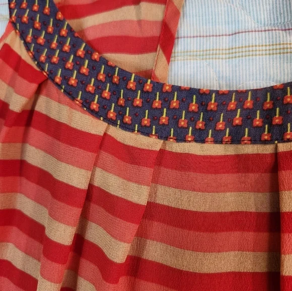 Jenny han Anthropologie Striped Halter Neck 100% Silk Top Sz S - Picture 2 of 7